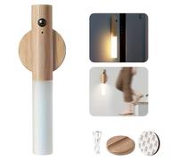 Zoe & Jim Magnetic Wall Light with Motion Sensor and USB Rechargeable. Wall Mounted Wood Torch Light Warm White for Indoor Use. Good for Bedside Lamp, Living Room, Hallway, Staircase (Ash)