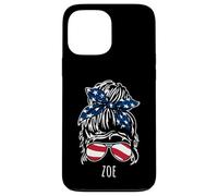 Zoe Messy Hair Bun with USA Ribbon Sunglasses Designs Case for iPhone 13 Pro Max