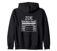 Zoe Nutrition Facts Class Sass Style Funny Name Parody Zip Hoodie