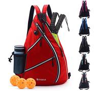 ZOEA Pickleball Bag, Sport Pickleball Sling Bag for Women Man, Adjustable Pickleball Backpack with Fence Hook Water Bottle Holder, Fits 4 Paddles and All Your Other Gear (Red)