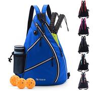 ZOEA Pickleball Bag, Sport Pickleball Sling Bag for Women Man, Adjustable Pickleball Backpack with Fence Hook Water Bottle Holder, Fits 4 Paddles and All Your Other Gear (Blue)