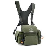 Zoebruzer Binocular Harness Chest Pack, Bino Harness Bag with Rangefinder Pouch & Rain Cover, Molle System Multifunction Hunting Pack