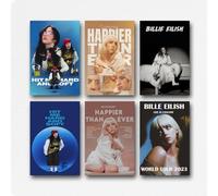 ZOEDXKKFX A Set Of 6 Billie Poster Eilish Music Vintage Singer Cover Wall Art Canvas Posters Room Decorative Aesthetic Print Decor 08x12inch(20x30cm) Style