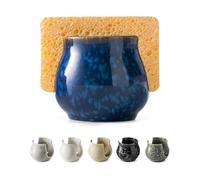 Zoeeker Ceramic Sponge Holder, Kitchen Sink Scrubby Caddy Organizer Dish Sponge Dish Rack for Scrubbers, Bathroom, Sink, Blue