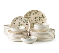 Zoeeker Plates and Bowls Sets, 24 Pieces Ceramic Dinnerware Sets for 8 | Dishwasher Safe Modern Dishes Sets for Kitchen, Chip and Scratch Resistant Dishware Set, Oven & Microwave Safe, Sage Garden