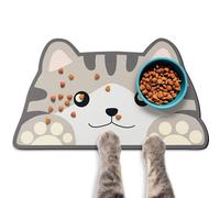 Cat Food Mats for Floor, Cat Water Bowl Mats Pet Feeding Absorbent Mat Cat Placemats for Food and Water Grey Small 17.7 * 9.8 inch