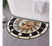 Zoeeya Gothic Half Circle Bath Mat Sun Moon Tarot Witch Decor Soft Semicircle Rug for Bathroom Water Absorbent 1'5" x 2'4" (Semicircular), Black or Grey