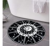 Zoeeya Tarot Sun Moon Bath mat - Goth Circle Bath Mat,Witchy Decor Aesthetic - Soft Round Rug for Bathroom,Water Absorbent Bathmat,Goth Bath Mat for Shower,Halloween Astrology Rug
