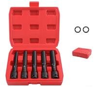 Zoegneer 1 2 Inch Extended Thin Wall Socket Set Metric Chrome Vanadium Steel for Impact Wrench Motorcycle Maintenance Tight Spaces Anti-Slip Groove Black Finish 5 or 8 Piece Kit(A)