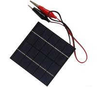 Zoegneer 1.5W Polycrystalline Solar Panel Charger Maintainer with Clip and Crocodile Clips For 3.7V to 5V Batteries Compact Lightweight 100x100mm Size 500mm Cable for Outdoo