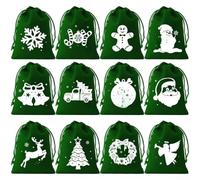 Zoegneer 12Pcs Set Velvet Drawstring Christmas Gifts Bags Festive Flannel Pouches For Holiday Party Favor Candy Storage And Seasonal Decor 10X12cm(C)