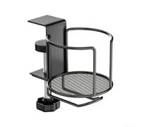 Zoegneer 2 in 1 Desk Cup Holder Clamp On Table Bottle Holder Anti Spill Stainless Steel Mesh Base for Office Gaming Beach Chair Fits 1cm to 6.8cm Thick Tables Black