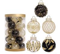 Zoegneer 25PCS Christmas Balls Christmas Hanging Balls Sets Christmas Baubles For Christmas Tree Holidays Home Xmas Party Decoration(Black gold)