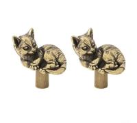 Zoegneer 2PCS Brass Drawer Handles Cat Design Cabinet Pulls Door Knobs Decorative Hardware Dresser Handles for Children Bedroom Furniture(B)