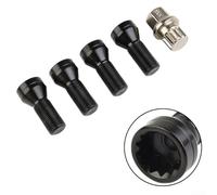 Zoegneer 4 Pieces Wheel Locking Bolts Wheel Bolt Locks Wheels Nuts Set Locking Wheels Nut Set With Key Anti-Theft Security Lug Nuts For Cars Black (M14*1.25)