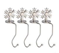 Zoegneer 4Pcs Festive Christmas Mantle Stocking Hooks Set Christmas Snowflake Fireplace Stocking Hook(Snowflake)