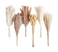 Zoegneer 50 Pieces Dried Pampas Grass and Rabbit Tail Grass Bouquet Natural Fake Flowers for Home Decor Wedding Centerpiece Boho Rustic Style Mixed Color Arrangement(6 types 110)