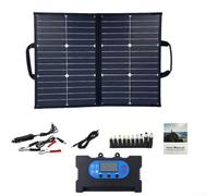 Zoegneer 50W Portable Foldable Solar Panel Charger Kit Monocrystalline High Efficiency Waterproof for Camping Hiking Outdoor 12V Battery Charging For Portable Generator Station Bl(B)