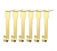 Zoegneer 6 PCS Metal Christmas Stocking Hangers Festive Elements Fireplace Hooks Christmas Party Hanging Decoration(Gold)