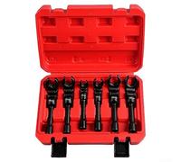 Zoegneer 6 Piece Long Handle Swivel Oxygen Sensor Wrench Set 12mm 14mm 16mm 17mm 18mm 19mm 3/8 Inch Drive Alloy Fuel Line Removal Tool for Tight Spaces