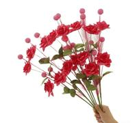 Zoegneer 8 Pcs Artificial White Rose and Pampas Grass Stems 60 cm Tall Silk Flowers for Home Garden Decor Wedding Arrangements Living Room Bedroom Event Decoration Long Lasting Lo(Rose Red)