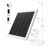 Zoegneer 8W Solar Panel for Ring Cameras with USB-C Adapter and 10ft Cable IP65 Waterproof Outdoor Charger for Up Cam Pro Battery Spotlight Cam Black(White)