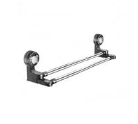 Zoegneer Adjustable Suction Cup Double Towel Bar Holder with Removable Design for Shower Bathroom and Kitchen No Drilling Installation Sturdy PC and Stainless Steel Material Fits(30-60cm)