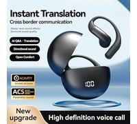 Zoegneer AI Translator Earbuds 5.4 Two-Way Real Time Voice Translation Wireless On Ear for Travel Business Sports Ergonomic Ear Hook Design 80mAh Battery Black Purple Silver(Black AI)