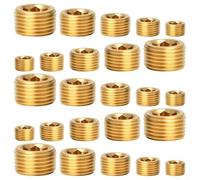Zoegneer Brass Pipe Adapter Combination Kit NPT Male Hexagon Threaded Sleeve Fitting for 1/8 1/4 3/8 1/2 3/4 Inch Pipes Industrial Hydraulic Pneumatic Plumbing Applications(25pcs)