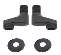 Zoegneer Copper Shower Faucet Converter With Adjustable Corner Piece G1/2 Inlet G3/4 Outlet 8-12cm Variable Center Distance For Bathroom Bathtub Installation(Black)