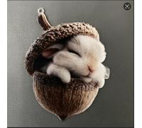 Zoegneer Cozy Animal Acorn Christmas Tree Ornament Acrylic Pine Cone Design Rustic Holiday Hanging Decoration for Home Wreath or Festive Display Grey 2D Flat(Rabbit)