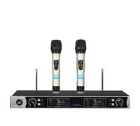 Zoegneer Dual Wireless Conference Microphone System UHF 2 Channels with 2 Desktop Gooseneck Mics ABS Construction for Meetings Presentations Schools Churches Black(2 handheld MIC)