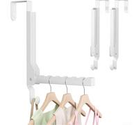 Zoegneer Foldable Over The Door Storage Rack Metal Clothes Hanger Organizer With Six Slots And Round Hook Space Saving Design Rust Resistant Matte Finish Anti Slip Silent Mat Fits(White)