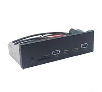 Zoegneer Front Panel Extension USB 3.2 Gen1 Front Panel 5.25 Inch Bay Converter With 5Gbps USB-A Type-C Audio Ports SD/TF Card Reader For PC Case Black ABS