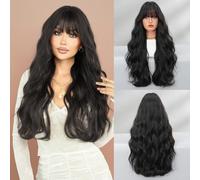 Zoegneer Invisible U Shaped Seamless Hair Extension for Wig Female Long Curly Half Head Cover Matte High Temperature Silk 30 Inch Cool Brown Black Reddish Brown Brown Highlights G(natural black)