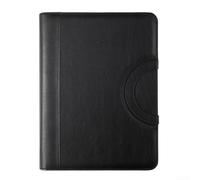 Zoegneer Leather For A4 Conference Folder With Phone Holder Calculator Notepad Ring Binder And Clipboard Waterproof Business Organiser Portfolio Case For Meetings (Black)