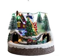 Zoegneer LED Light Up Christmas Village House Decoration With European Castle Snow Cottage Design Resin And Plastic Tabletop Ornament For Festive Holiday Displays Home (Style B)