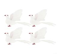 Zoegneer Lifelike Artificial White Doves with Spread Wings 4 Pack Foam Feather Bird Statues for Wedding Christmas Party Indoor Outdoor Garden Lawn Decor Elegant Home Ornaments