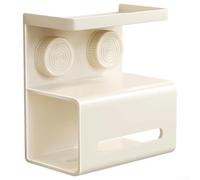 Zoegneer Mounted Suction Cup Toilet Holder Multi Layer Bathroom Tissue Organizer Detachable Carbon Steel Storage Rack No Drilling Required Compact Design for Humid (White)