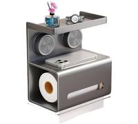 Zoegneer Mounted Suction Cup Toilet Holder Multi Layer Bathroom Tissue Organizer Detachable Carbon Steel Storage Rack No Drilling Required Compact Design for Humid (Gray)