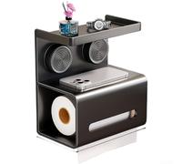Zoegneer Mounted Suction Cup Toilet Holder Multi Layer Bathroom Tissue Organizer Detachable Carbon Steel Storage Rack No Drilling Required Compact Design for Humid (Black)
