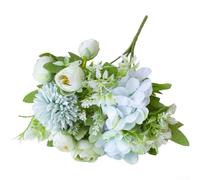 Zoegneer Nordic Style Silk Artificial Hydrangea Peony Rose Bouquet for Wedding Photography Props and Home Decoration Lifelike Floral Arrangement in Blue White Purple Pink Green 25(B)