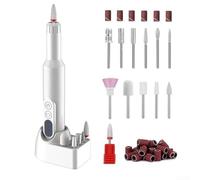 Zoegneer Portable Electric Nail Drill Kit Automatic Nail Care and Removal Tool Set with Multiple Attachments for Shaping Smoothing and Gel Polish Removal Lightweight Compact Desig(White)