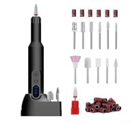 Zoegneer Portable Electric Nail Drill Kit Automatic Nail Care and Removal Tool Set with Multiple Attachments for Shaping Smoothing and Gel Polish Removal Lightweight Compact Desig(Black)