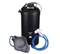 Zoegneer Portable Foldable Outdoor Camping Shower Bag 12L Large Capacity 500D PVC Foot Pump Press with Shower Head for Hiking Beach Summer Travel Bath Black Blue Yellow(Black)