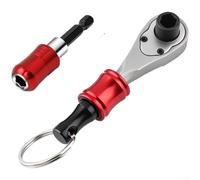 Zoegneer Ratchet Wrench 1 4 Inch with Keychain Quick Release Bit Extension Bar Compact Dual Direction Magnetic Holder Chrome Vanadium Steel for Tight Spaces Red Black Silver(5pcs)