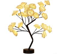 Zoegneer Rose Lamp USB Night Light LED Flower Desk Decor Soft Glow Multiple Color Options Plastic Bedside Table Bedroom Romantic Idea Red Yellow Pink Purple(Yellow)