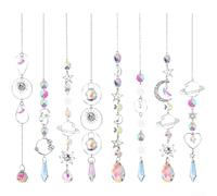 Zoegneer Silver Wind Chimes with Star Moon Sun Catcher 34cm Hanging Ornament for Home Garden Window Porch Decor Elegant Handcrafted 8 Pieces