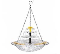 Zoegneer Solar Powered Floating Bird Bath Fountain with 7V 1.2W Panel Hanging Garden Water Feature for Outdoor Yard Wildlife Blue(Transparent White)