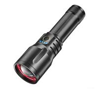 Zoegneer SuperFire Rechargeable Flashlight 1000 Lumens Aluminum Alloy with Five Lighting Modes Zoomable Beam 1000m Range Digital Battery Display for Camping Hiking Outdoor Safety(A)